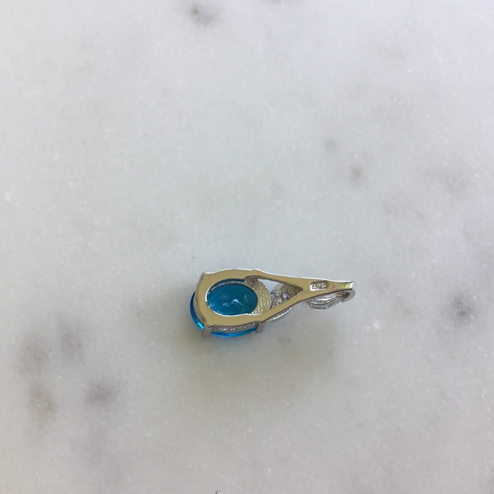 Sterling Silver Aqua Cz Necklace - Picture 15 of 16